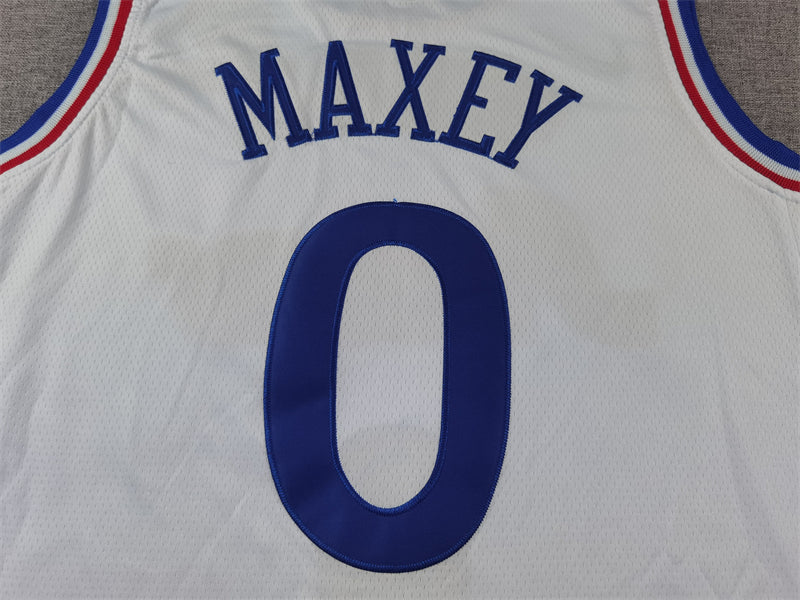 Men's Philadelphia 76ers Tyrese Maxey #0 White 2024/25 Swingman Player Jersey - City Edition