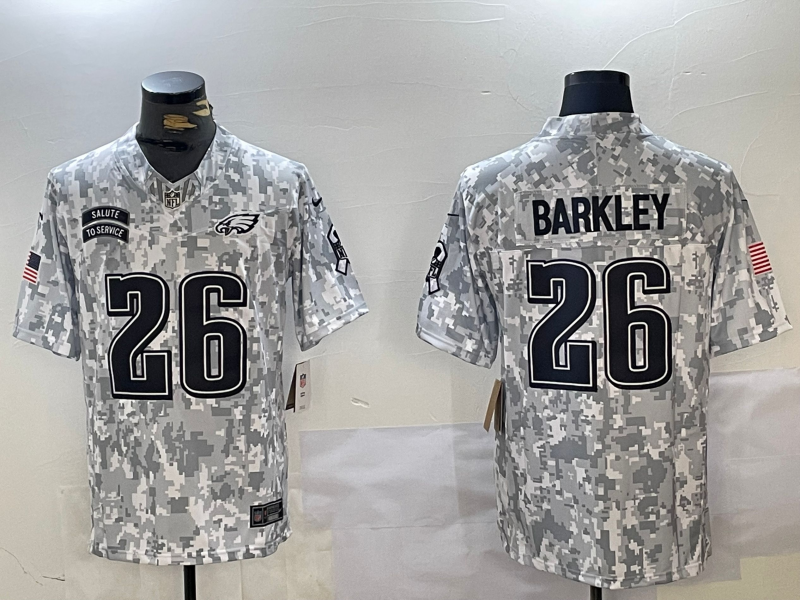 Men's Philadelphia Eagles Saquon Barkley #26 Arctic Camo 2024 Salute to Service Limited Jersey