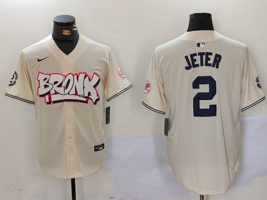 Men's New York Yankees Derek Jeter #2 Cream Limited Player Jersey