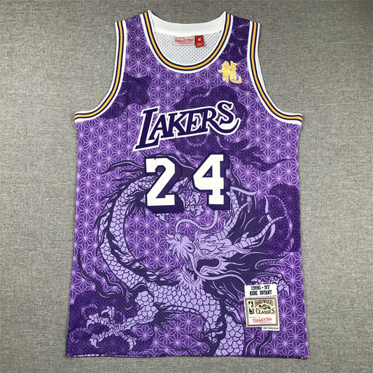 Men's Los Angeles Lakers Kobe Bryant #24 Purple Year of Dragon Edition Swingman Jersey