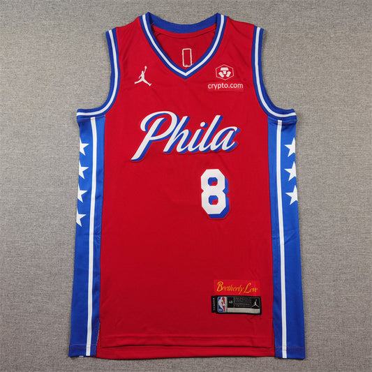 Men's Philadelphia 76ers Paul George #8 Red Swingman Jersey - Statement Edition