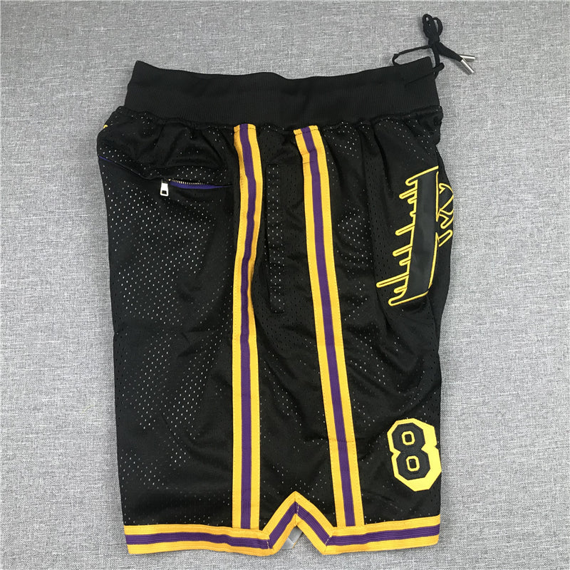 Men's Los Angeles Lakers Kobe Bryant #8-24 Black Pocket Shorts