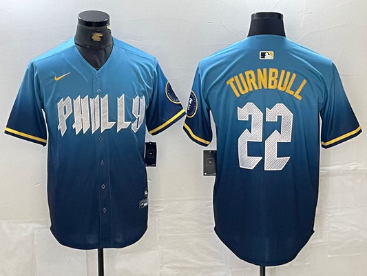 Men's Philadelphia Phillies Spencer Turnbull #22 Blue 2024 City Connect Limited Player Jersey