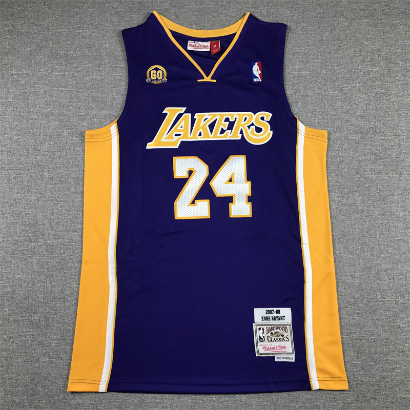 Men's Los Angeles Lakers Kobe Bryant #24 Purple 2007-08 Hardwood Classics Swingman Jersey