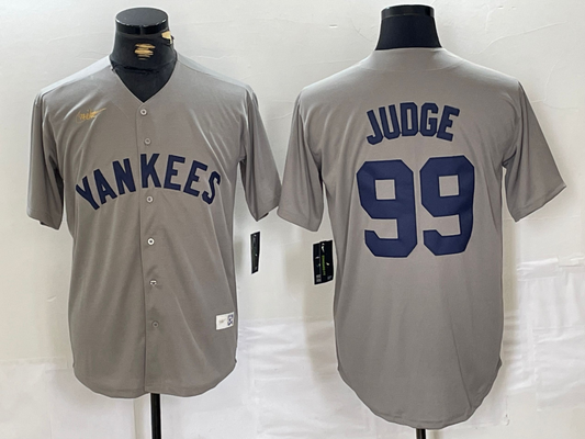 Men's New York Yankees Aaron Judge #99 Gray Road Cooperstown Collection Player Jersey