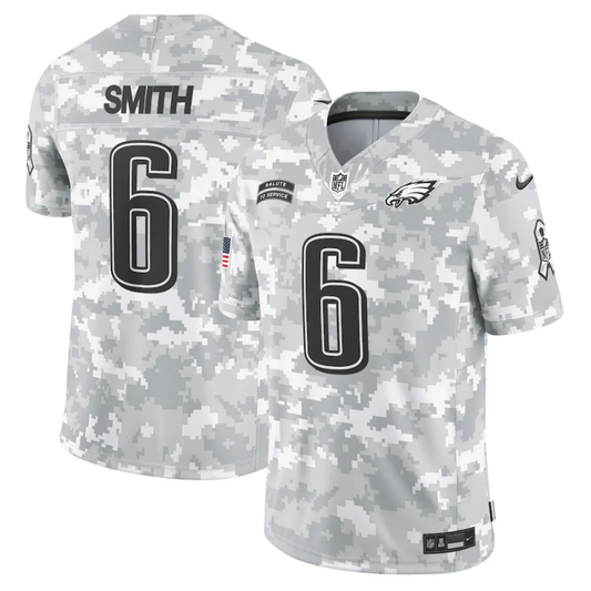 Men's Philadelphia Eagles DeVonta Smith #6 Arctic Camo 2024 Salute to Service Limited Jersey