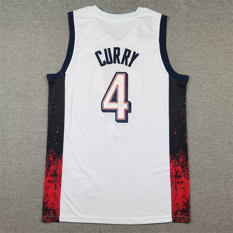 Men's 2024 USA Dream Team Stephen Curry #4 White Authentic Player Jersey