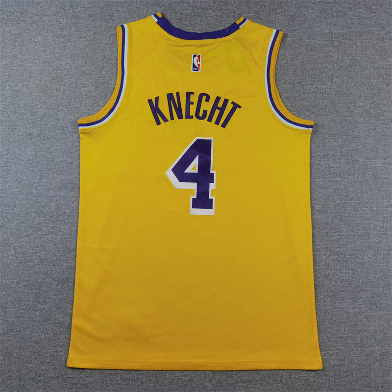 Men's Los Angeles Lakers Dalton Knecht #4 Gold Swingman Jersey - Icon Edition