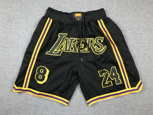 Men's Los Angeles Lakers #8-24 Black Pocket Shorts