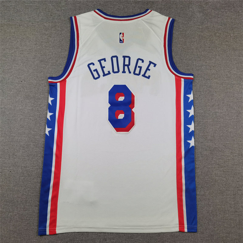 Men's Philadelphia 76ers Paul George #8 White Swingman Jersey - Association Edition