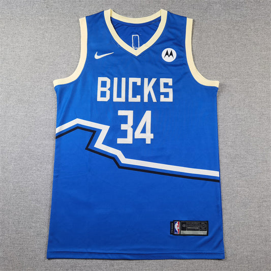 Men's Milwaukee Bucks Giannis Antetokounmpo #34 Royal 2024/25 Swingman Player Jersey - City Edition