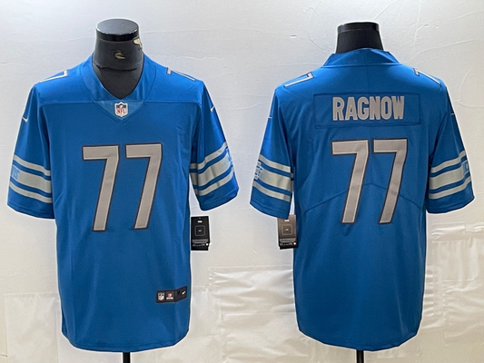 Men's Detroit Lions Frank Ragnow #77 Blue Player Game Jersey