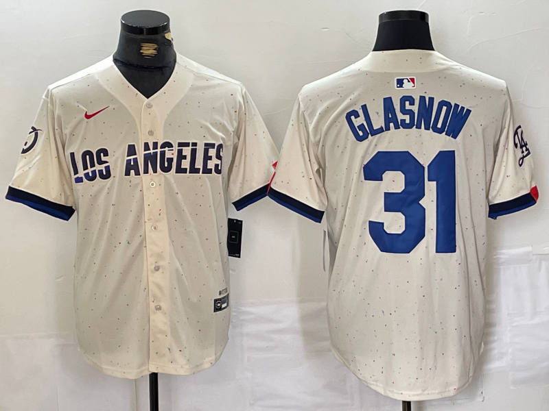 Men's Los Angeles Dodgers Tyler Glasnow #31 Cream 2024 City Connect Limited Player Jersey