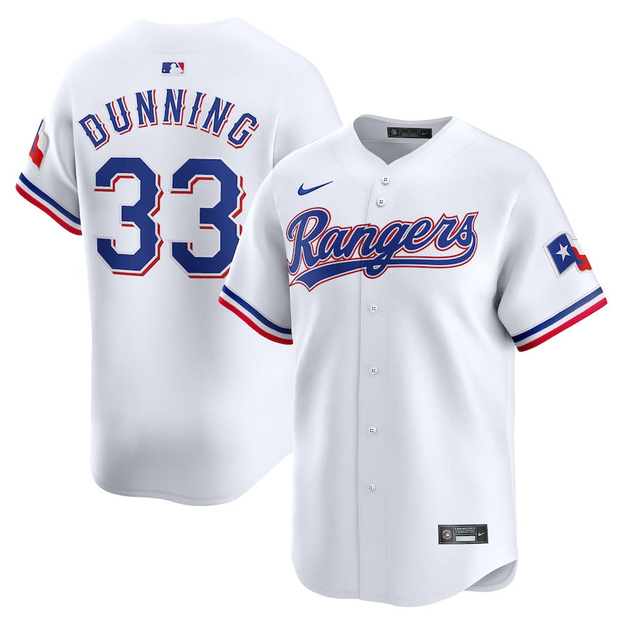 Men's Texas Rangers Dane Dunning #33 White Home Limited Player Jersey