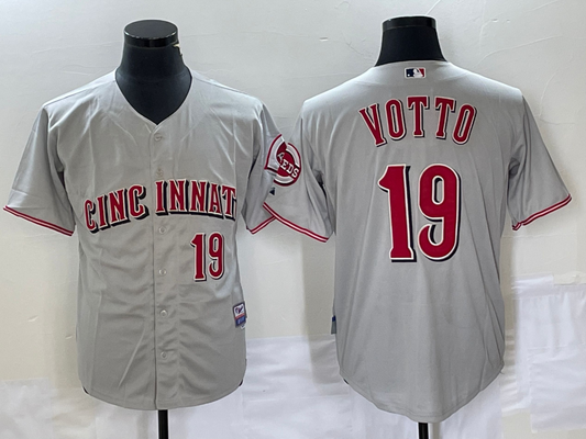 Men's Cincinnati Reds Joey Votto #19 Gray Limited Player Jersey