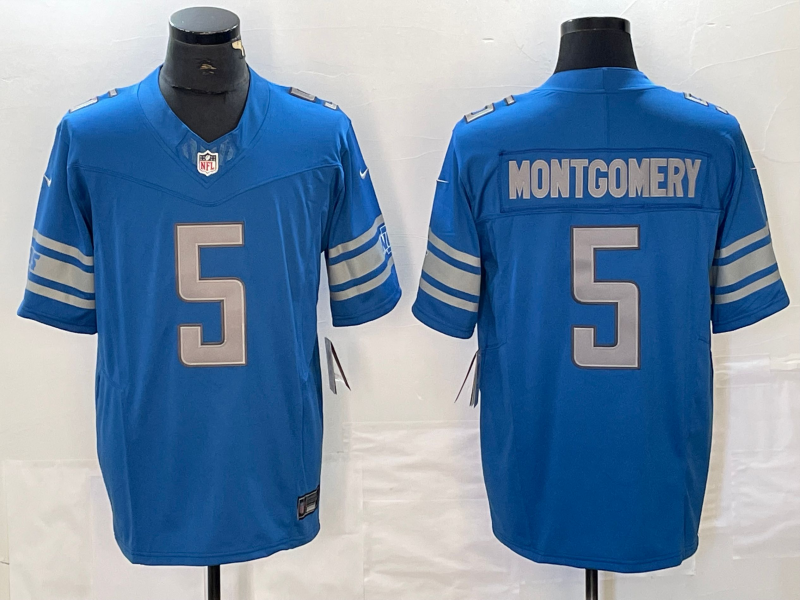 Men's Detroit Lions David Montgomery #5 Blue Game Player Jersey