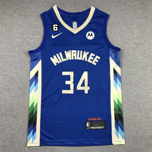 Men's Milwaukee Bucks Giannis Antetokounmpo #34 Royal 2022/23 Swingman Jersey - City Edition