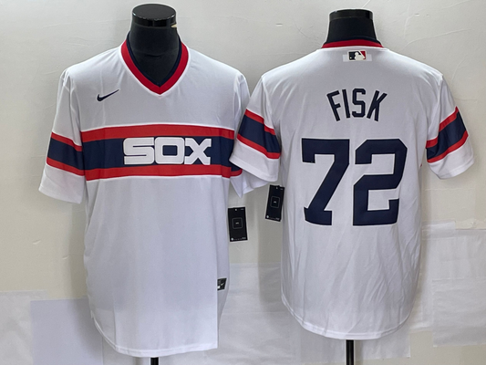 Men's Chicago White Sox Carlton Fisk #72 White Home Cooperstown Collection Team Player Jersey