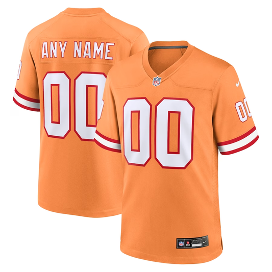 Custom Tampa Bay Buccaneers Orange Throwback Game Jersey