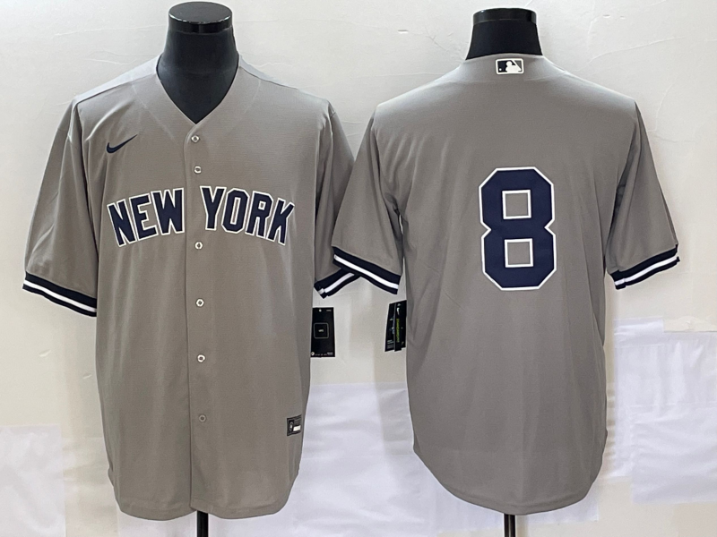 Men's New York Yankees Yogi Berra #8 Gray Replica Player Name Jersey