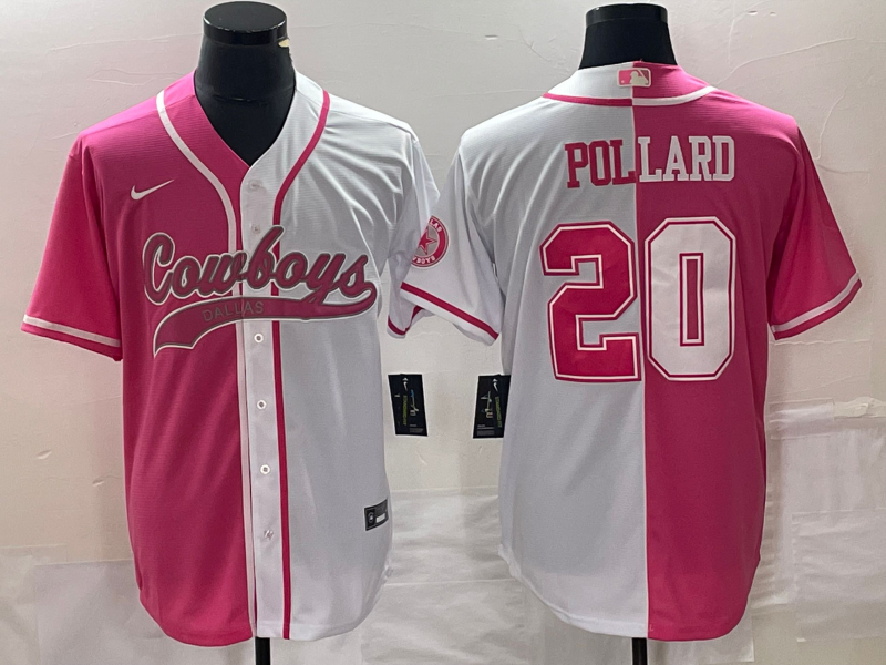 Men's Dallas Cowboys Tony Pollard #20 Pink/White Game Jersey Joint Edition