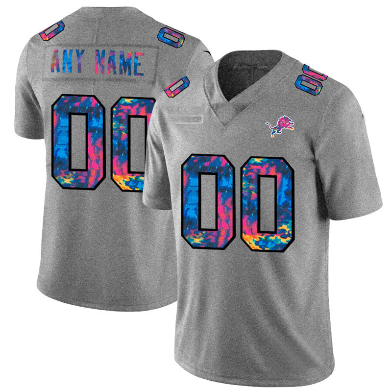 Custom Detroit Lions Multi-Color 2020  Crucial Catch Vapor Untouchable Limited Jersey Greyheather Stitched American Football Jerseys