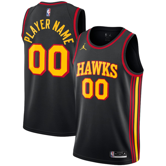 Men's Atlanta Hawks Black Swingman Custom Jersey - Statement Edition