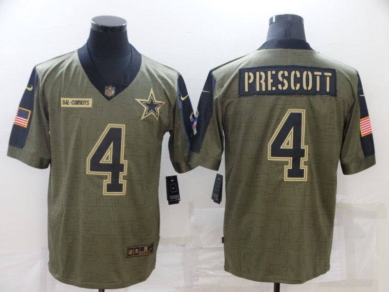 Men's Dallas Cowboys Dak Prescott #4 Brown Player Game Jersey