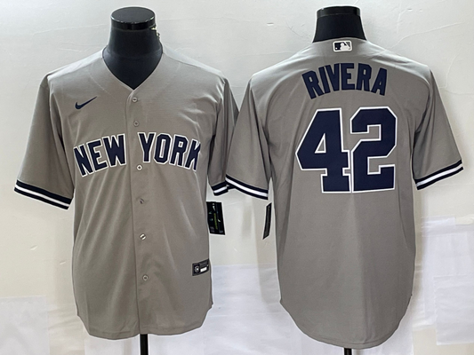 Men's New York Yankees Mariano Rivera #42 Gray Replica Player Jersey