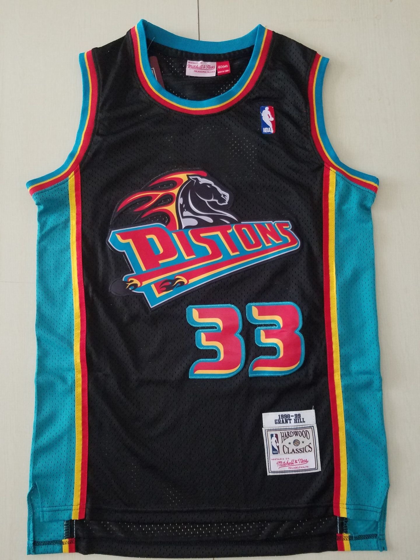 Men's Detroit Pistons Grant Hill 1998-99 Black Hardwood Classics Swingman Jersey