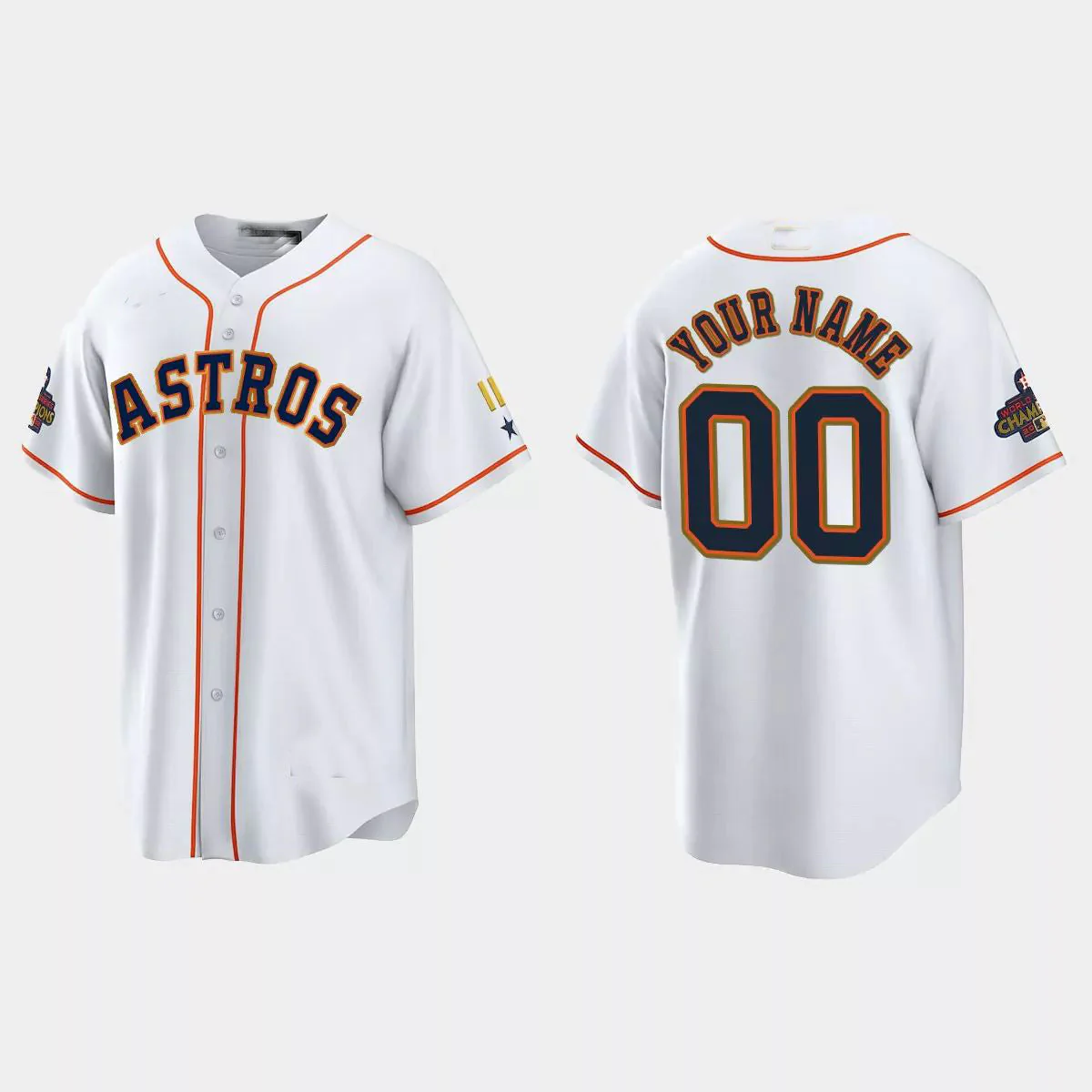 Men's Houston Astros White 2023 Gold Collection Replica Custom Jersey