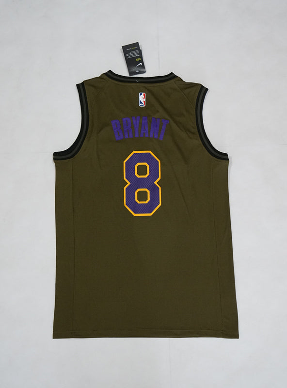 Men's Los Angeles Lakers Kobe Bryant Army Green Classics Authentic Player Jersey