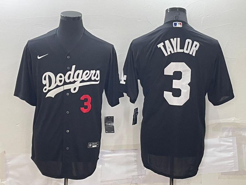 Men's Los Angeles Dodgers Chris Taylor #3 Black Stitched Jersey