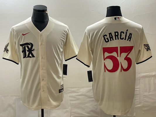 Men's Texas Rangers Adolis Garcia #53 Cream 2023 City Connect Replica Baseball Jersey