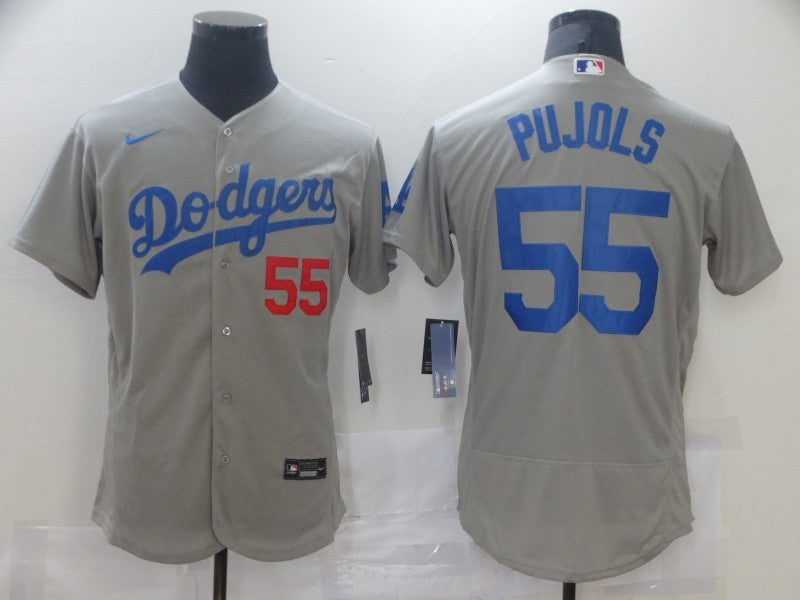 Men's Los Angeles Dodgers Albert Pujols #55 Gray Replica Baseball Jersey