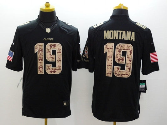 Men's Kansas City Chiefs Joe Montana #19 Black Game Player Jersey