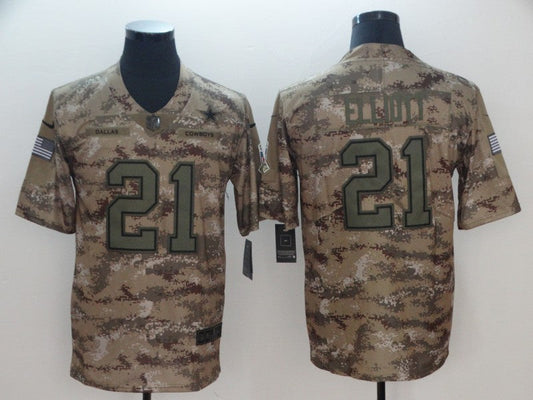 Men's Dallas Cowboys Ezekiel Elliott #21 Camouflage Game Jersey