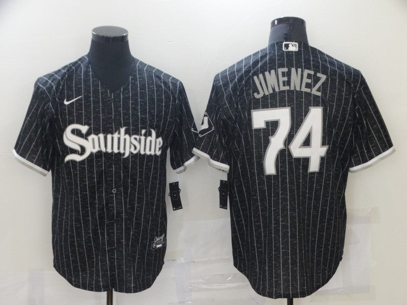 Men's Chicago White Sox Eloy Jimenez #74 Black Replica Player Jersey