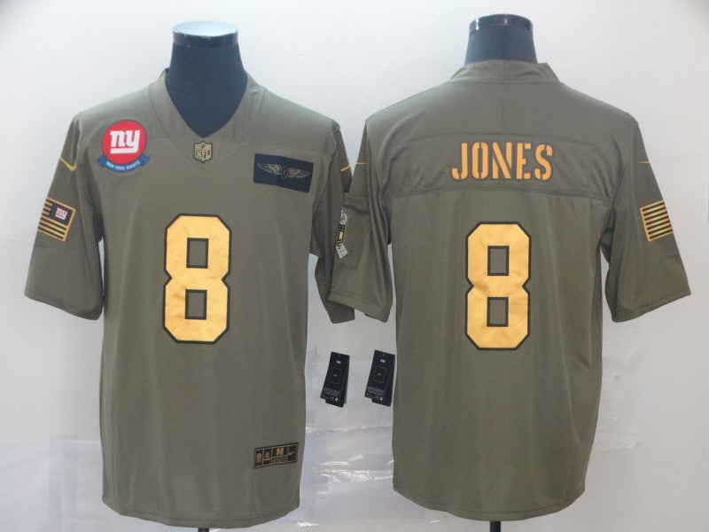 Men's New York Giants Daniel Jones #8 Brown Game Player Jersey