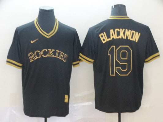 Men's Colorado Rockies Charlie Blackmon #19 Black Replica Player Jersey