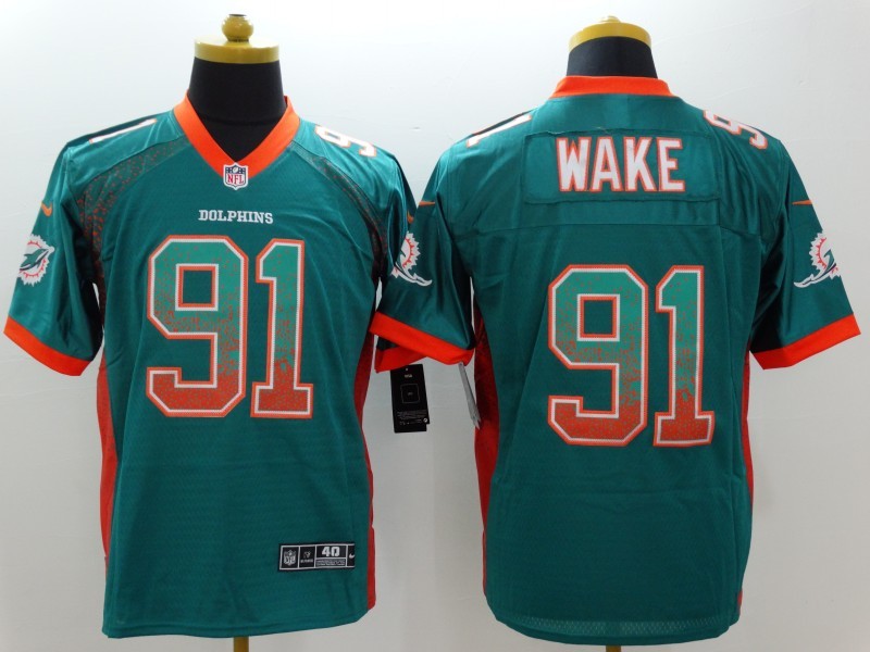 Men's Miami Dolphins Cameron Wake #91 Green Game Jersey