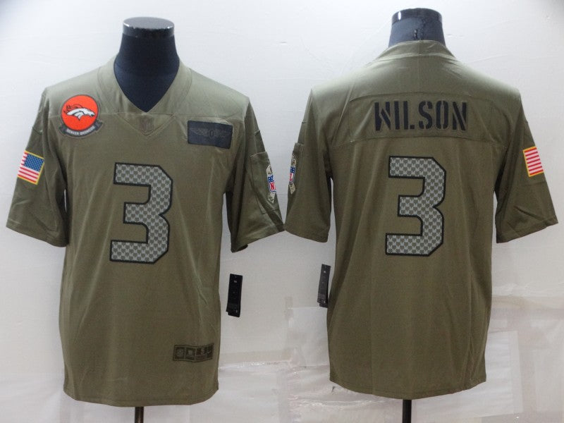 Men's Denver Broncos Russell Wilson #3 Brown Player Jersey