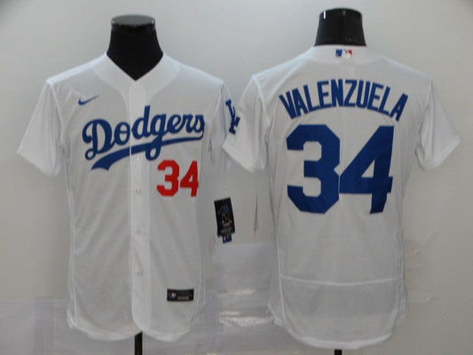 Men's Los Angeles Dodgers Fernando Valenzuela #34 White Replica Player Jersey