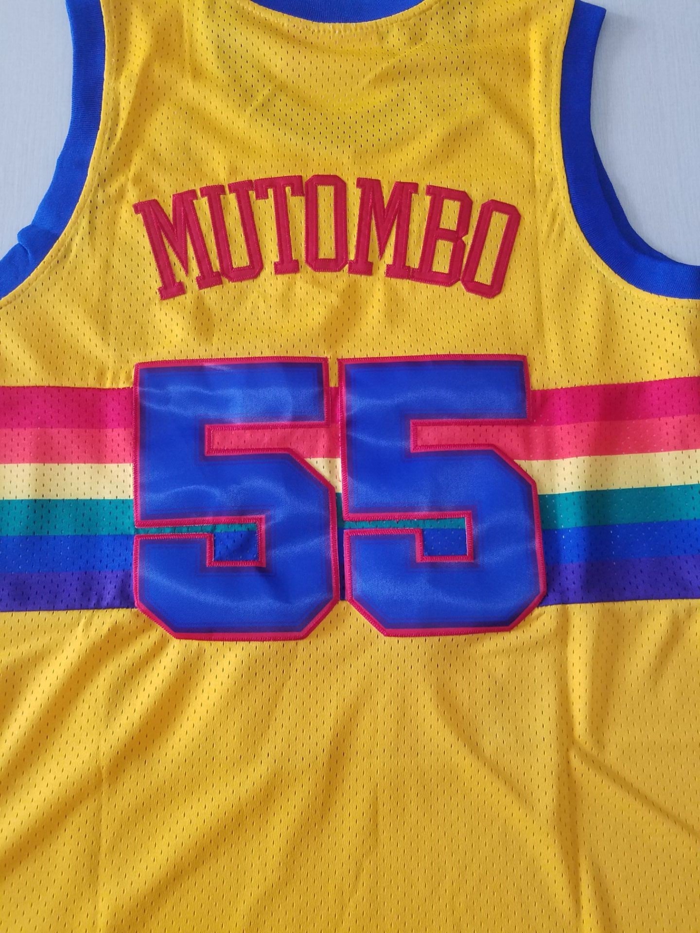 Men's Denver Nuggets Dikembe Mutombo 1991-92 Yellow Hardwood Classics Swingman Jersey