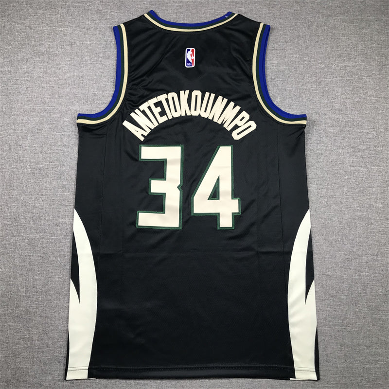 Men's Milwaukee Bucks Giannis Antetokounmpo #34 Black Swingman Jersey - Statement Edition