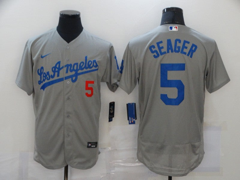 Men's Los Angeles Dodgers Corey Seager #5 Gray Stitched Jersey