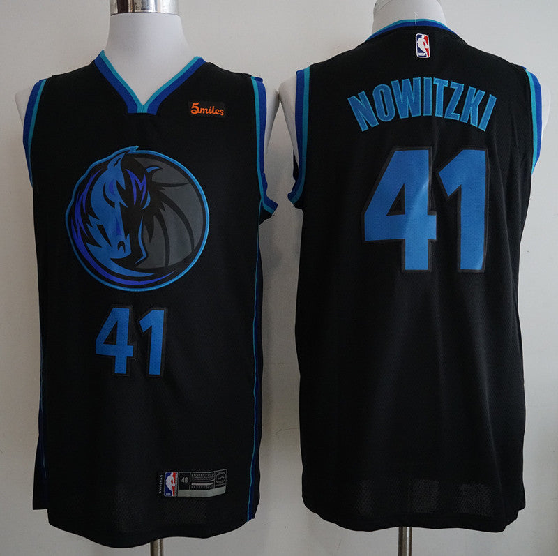 Men's Dallas Mavericks Dirk Nowitzki #41 NBA Black Replica Swingman Jersey