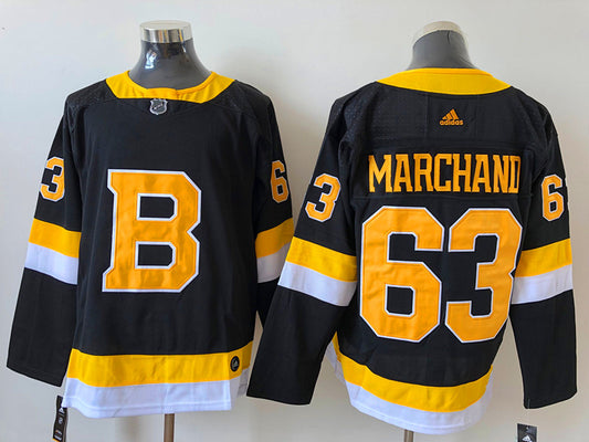 Men's Boston Bruins Brad Marchand #63 Black Replica Game Jersey