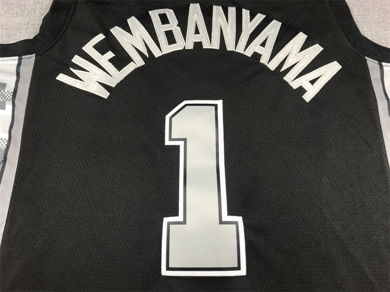 Men's San Antonio Spurs Victor Wembanyama #1 Black 2022/23 Swingman Jersey - Statement Edition