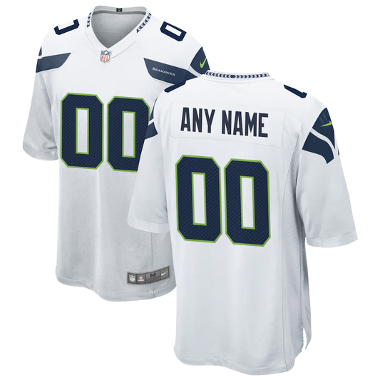 Custom Seattle Seahawks White Game Jersey